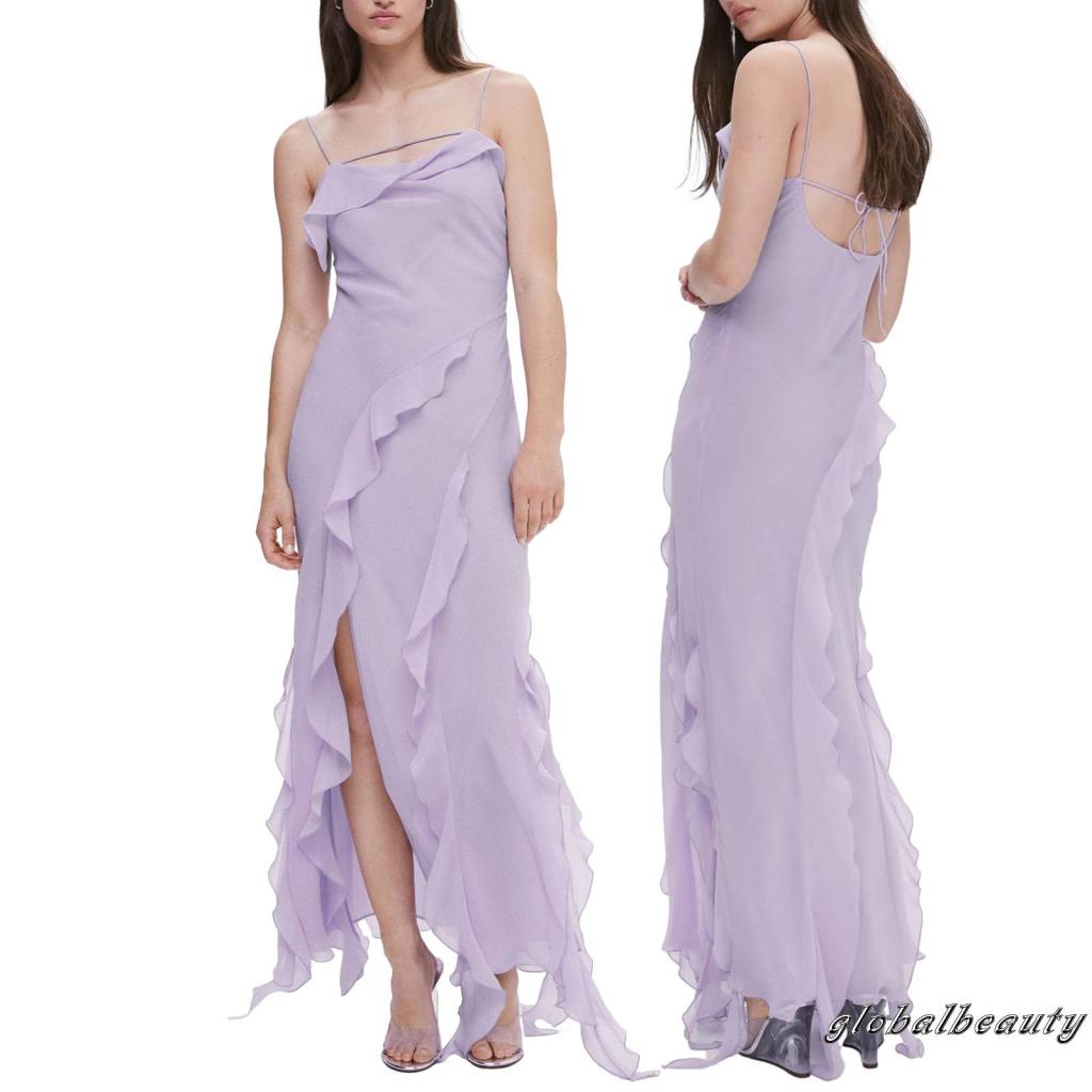 Đầm Hai Dây Dáng Dài Màu Sắc Đơn Giản Thời Trang Mùa Hè Cho Nữ