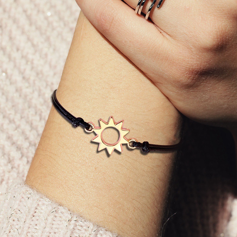 Bộ 2 Vòng Tay Dây Bện Mặt Trời Mặt Trăng Ngôi Sao Trái Tim Cho Cặp Đôi