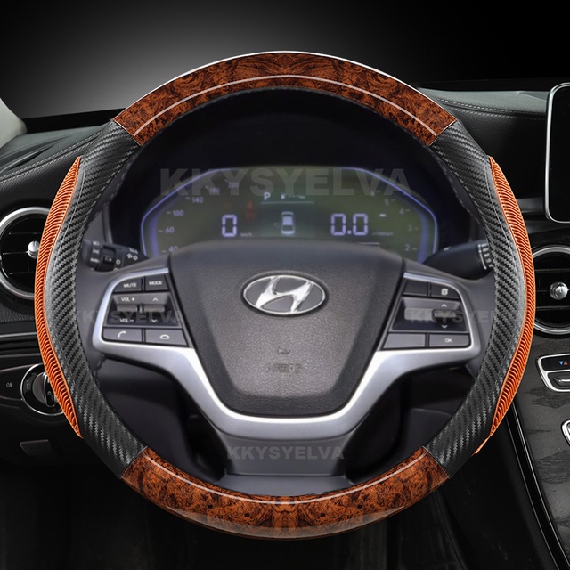 Vỏ Bọc Vô Lăng Họa Tiết Vân Gỗ Cho Hyundai Elantra 4 2016-2018 Solaris 2017 Accent Verna 2018