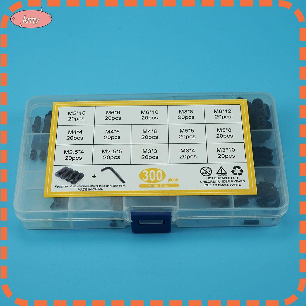 KRNY Bộ 300 Đinh Vít Lục Giác Bằng Hợp Kim Thép 12.9 Màu Đen Độ Bền Cao M2.5 / 3 / 4 / 5 / 6 / 8