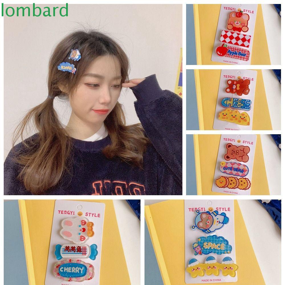 LOMBARD Set 3 Kẹp Tóc Hình Gấu / Thỏ Ngọt Ngào Cho Bé Gái