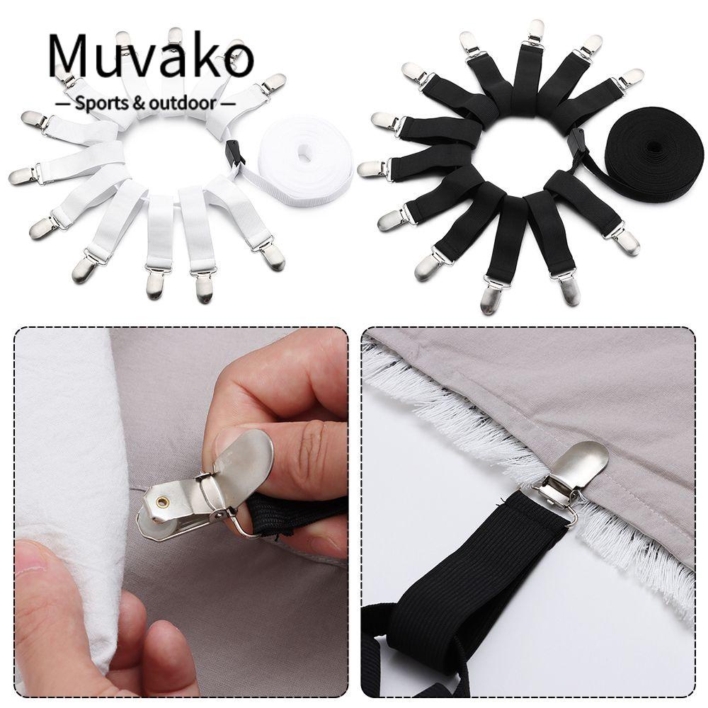 MUVAKO Dây Đai Cố Định Ga Giường 12 Mặt Chống Trượt