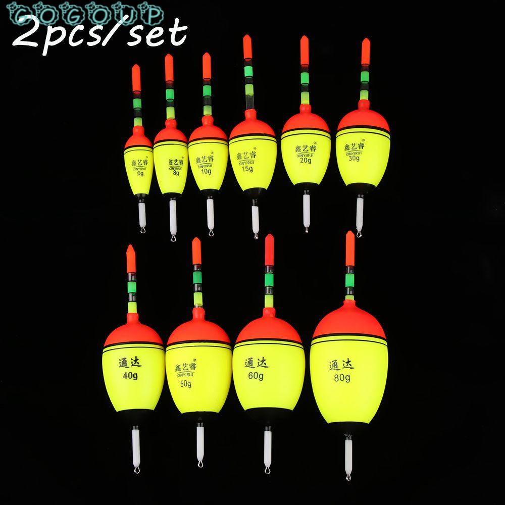 GOGOUP Bộ 2 Phao Nổi Câu Cá Phát Sáng Ban Đêm Bằng Nhựa Chất Lượng Cao