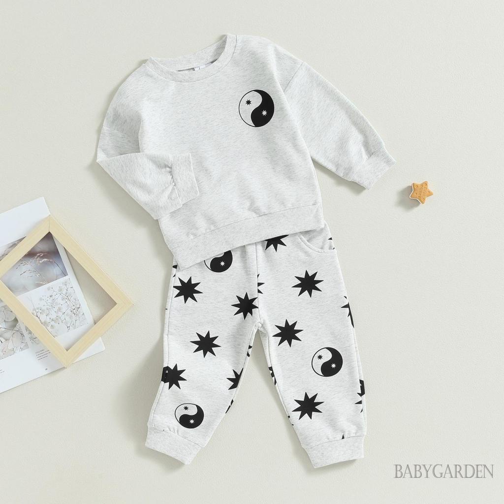 Set Áo Thun Tay Dài &amp; Quần Dài In Hình Hoạt Hình Cho Bé 6 Tháng - 4 Tuổi