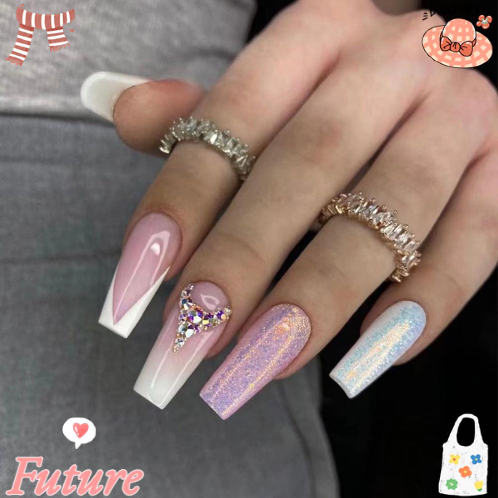 FUTURE Bộ 24 Móng Tay Giả Che Phủ Toàn Diện Tháo Rời Được DIY