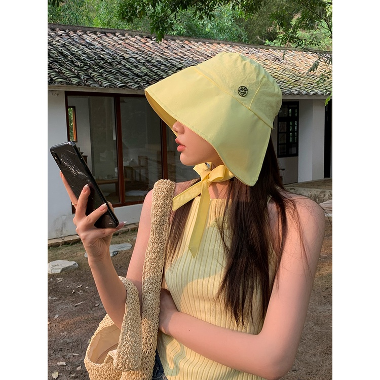 Mũ Bucket Chống Nắng Cột Dây Che Mặt Cỡ Nhỏ Thời Trang Xuân Hè Cho Nữ