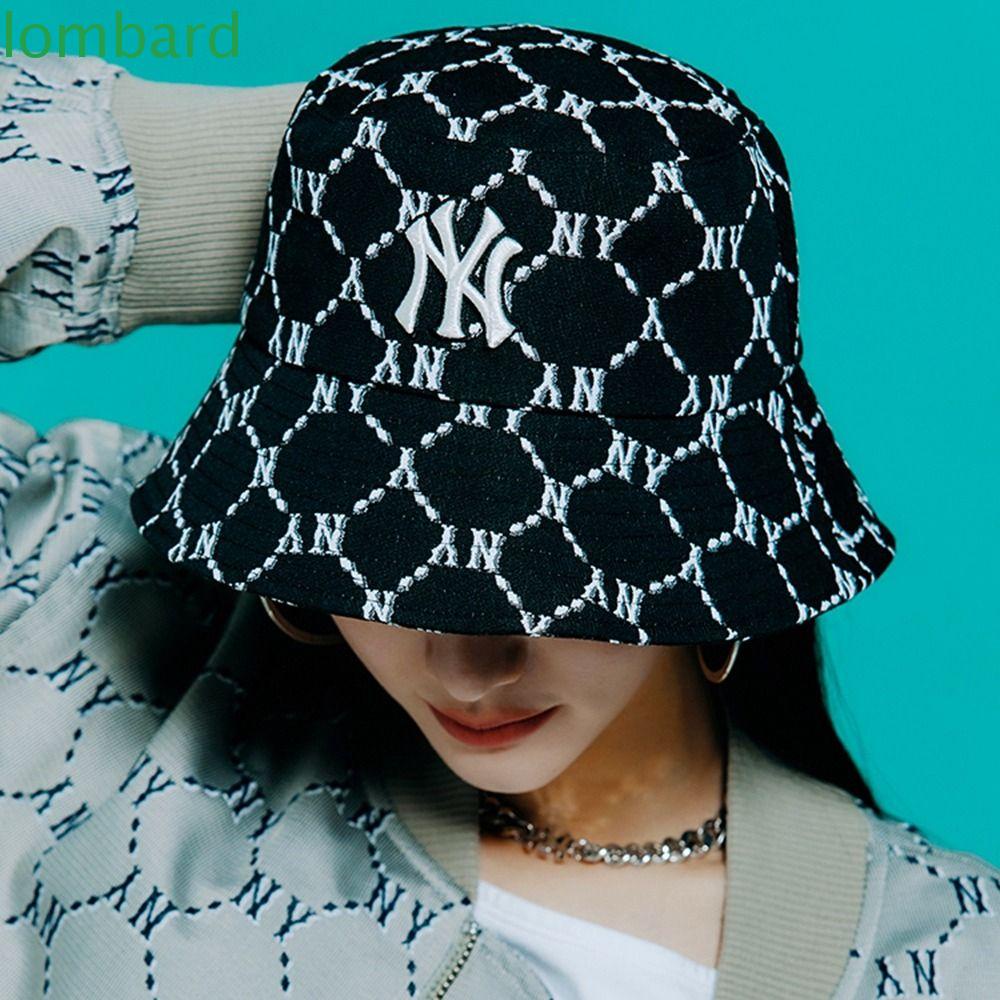 LOMBARD Nón Tai Bèo Cotton Hai Mặt Chống Tia UV In Chữ NY Đơn Giản Thời Trang Cho Nam Và Nữ