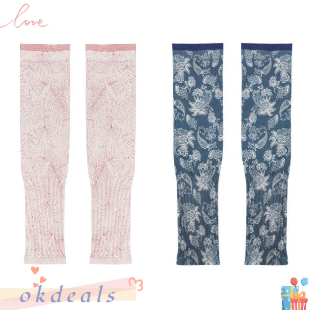 OKDEALS Set 2 Đôi Găng Tay Bằng Lụa Lạnh Mỏng Dáng Rộng Chống Nắng Màu Hồng Cho Nữ Hoạt Động Ngoài Trời