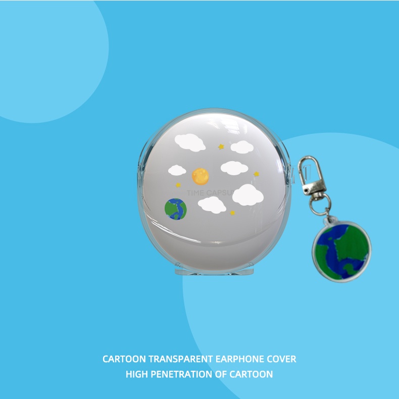 Vỏ Bảo Vệ Hộp Sạc Tai Nghe Bluetooth Không Dây OPPO Enco air3 Bằng TPU Mềm Trong Suốt Kèm Móc Khóa Hoạt Hình