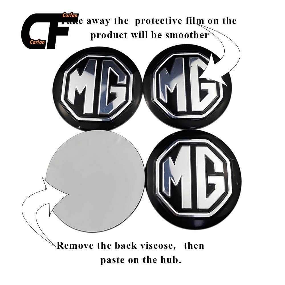 Bộ 4 Miếng Dán 56mm Trang Trí Trục Bánh Xe Hơi MG ZS HS MG3 MG5 MG6 MG7 TF ZR GS
