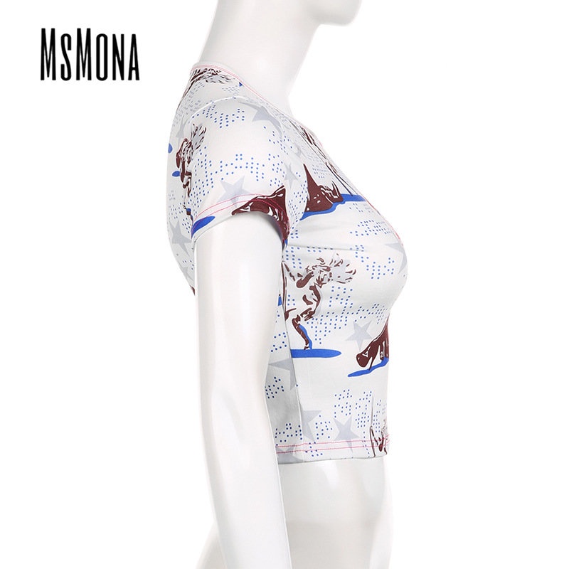 Áo Thun Ngắn Tay Cổ Tròn Màu Trơn Họa Tiết Hoa Thời Trang 2023 Cho Nữ