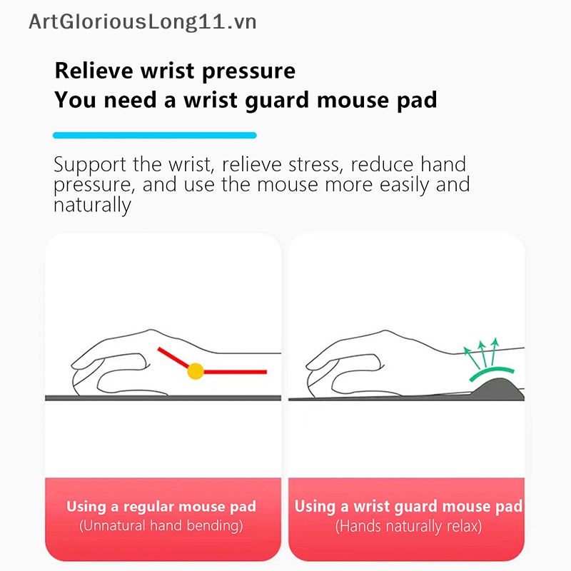 Tấm Lót Chuột Có Đệm Kê Cổ Tay Chống Trượt Màu Sắc Trơn Dành Cho Game Thủ