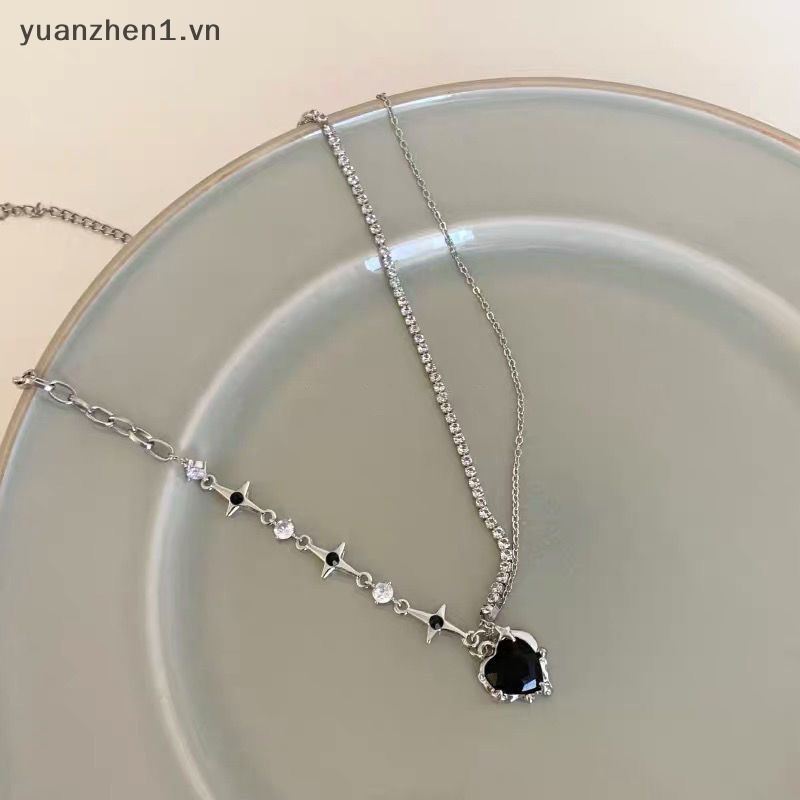 Vòng cổ Mặt Hình Giọt Nước Màu Đen Đính Đá Pha Lê Nhân Tạo Thời Trang Cho Nữ Y2K