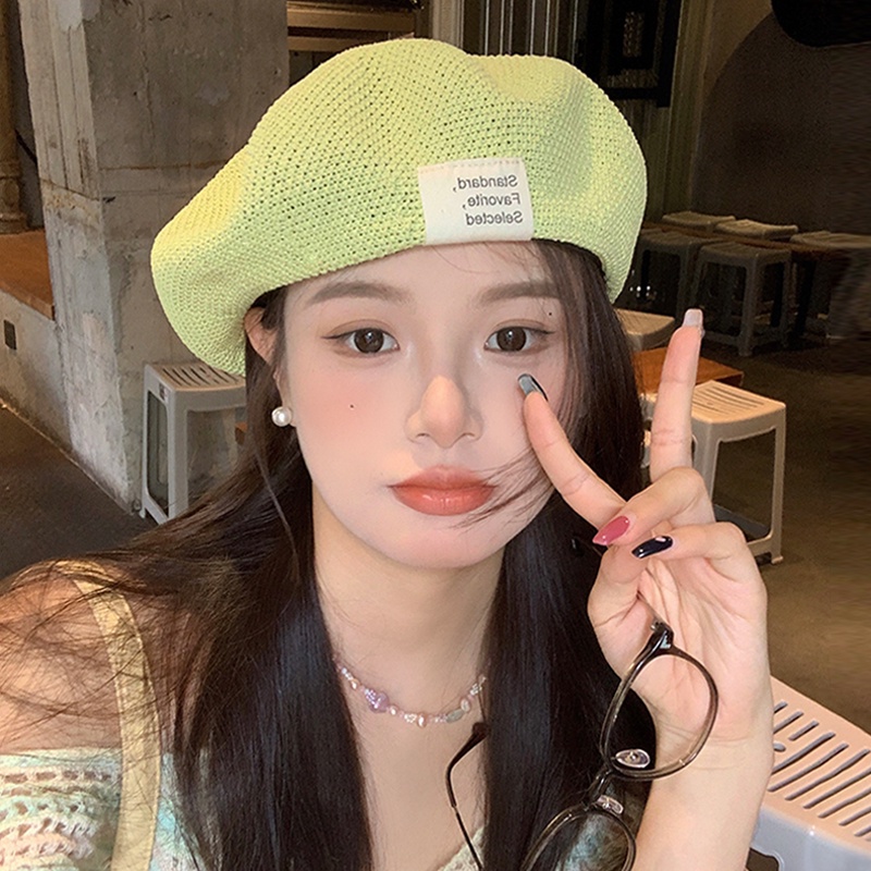 Mũ Beret Dệt Kim Mỏng Thoáng Khí Thời Trang Mùa Hè Phong Cách Nhật Bản Cho Nữ