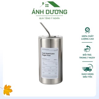 Ly Giữ Nhiệt Iced Americano 600ml - Hàng Chất Lượng (Tặng Kèm ống Hút Không Gỉ)