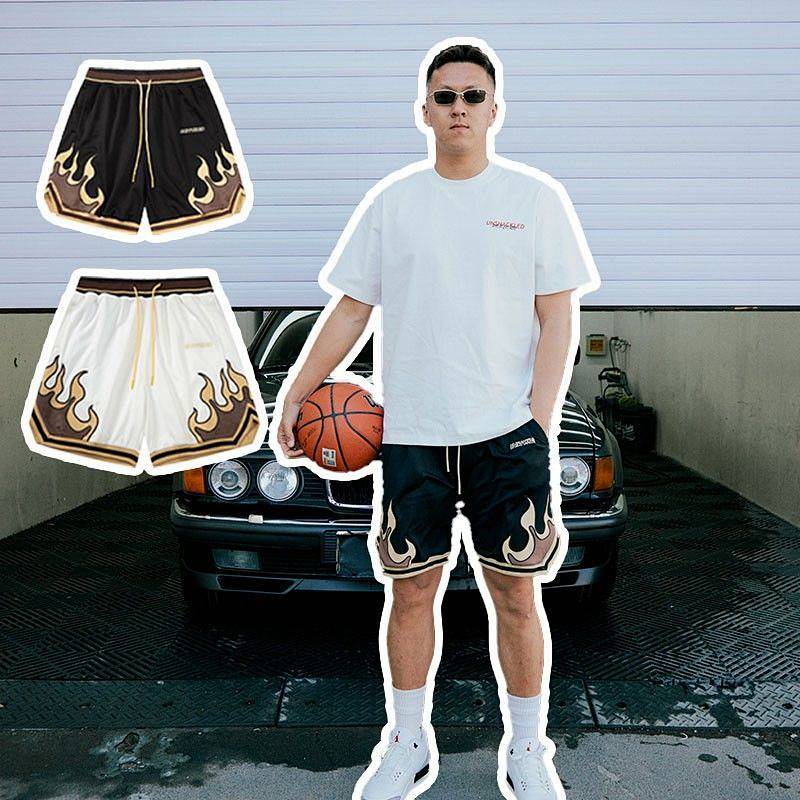 Unshackled American Flame Series Mesh Shorts Men's Asian Heavy Craft Quick-Drying Sports Basketball Shorts Yang Zheng HZQq