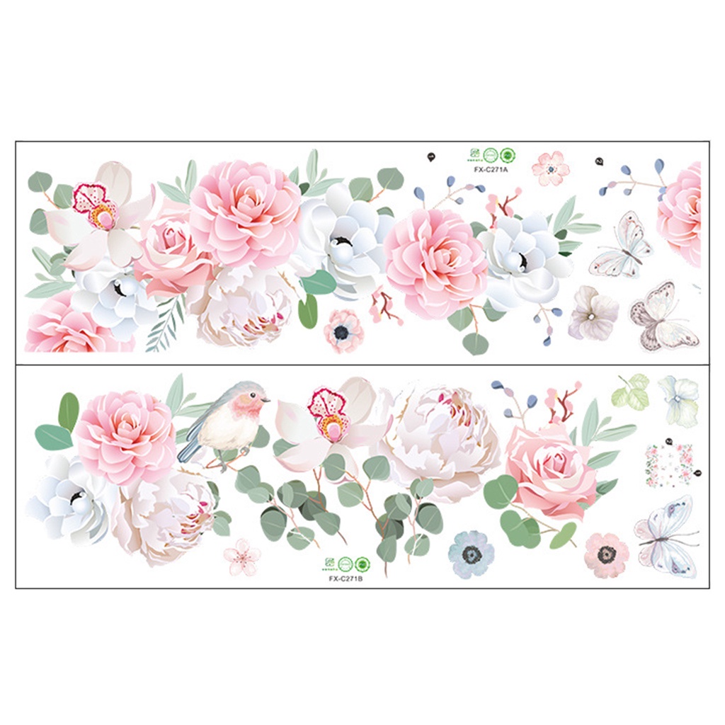 Set 2 Tấm Sticker Dán Tường Tự Dính Hình Hoa Lá Trang Trí Nhà Cửa