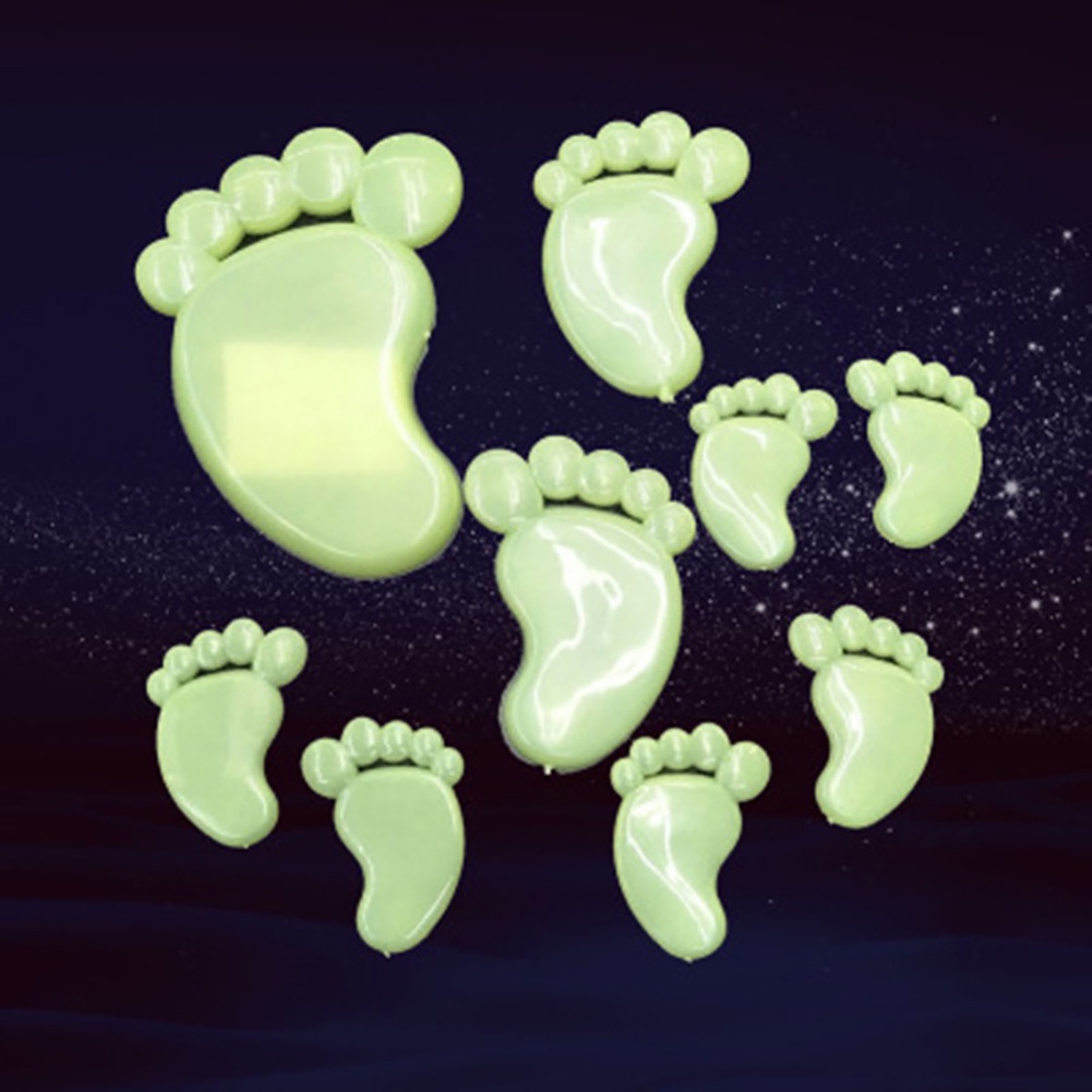 Bộ 10 Miếng Dán Tường Hình Dấu Chân Phát Sáng Trong Đêm Trang Trí Phòng Trẻ Em