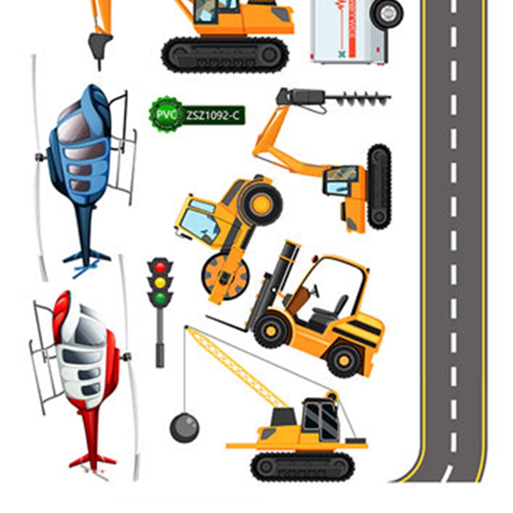 Set 2 Miếng Dán Tường Bằng PVC Tự Dính Họa Tiết Phương Tiện Giao Thông Trang Trí Phòng Bé