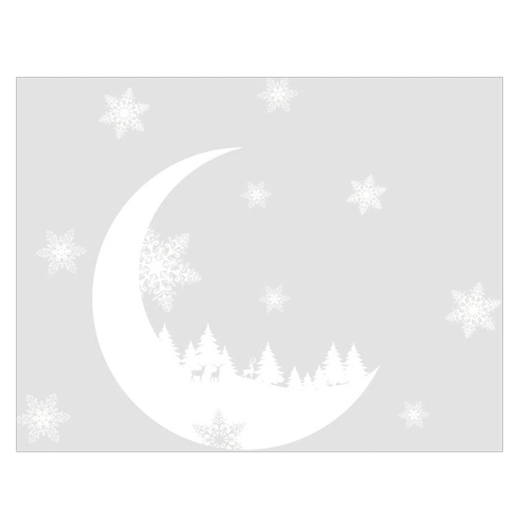 (Bất Ngờ) Hình Dán Tường Chủ Đề Giáng Sinh Lãng Mạn Không Thấm Nước Bông Tuyết Mặt Trăng Trang Trí Nhà Cửa