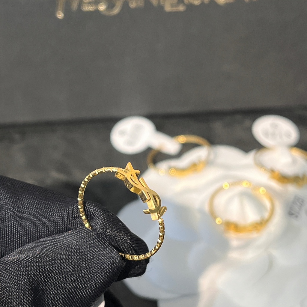 Ysl Nhẫn Mạ Vàng 925 Cincin Thiết Kế Đơn Giản Phong Cách Hàn Quốc Cho Cặp Đôi