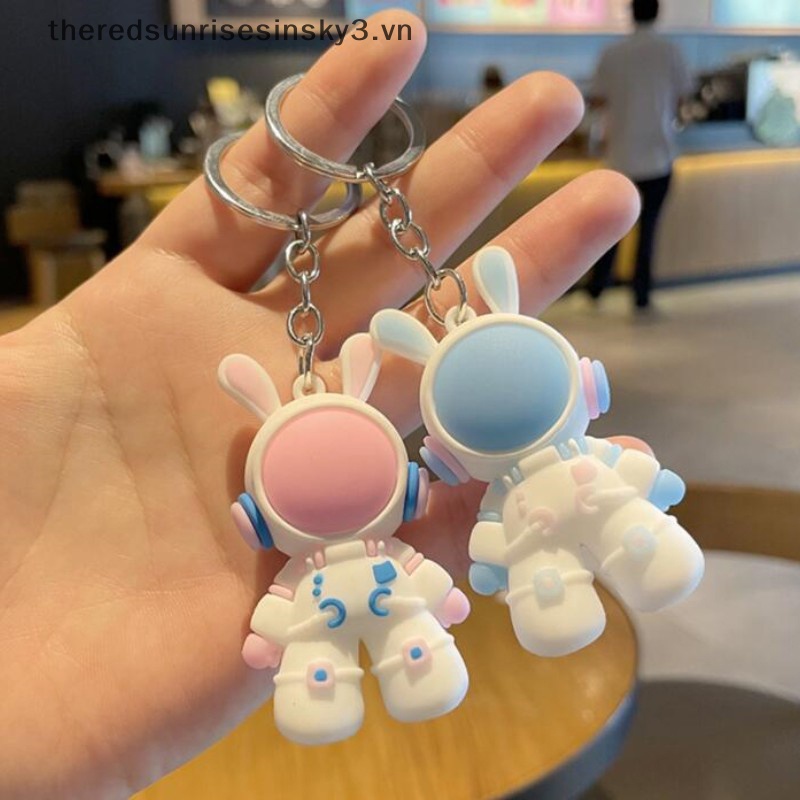 Móc Chìa Khóa Bằng PVC Hình Thỏ Phi Hành Gia Hoạt Hình Dễ Thương