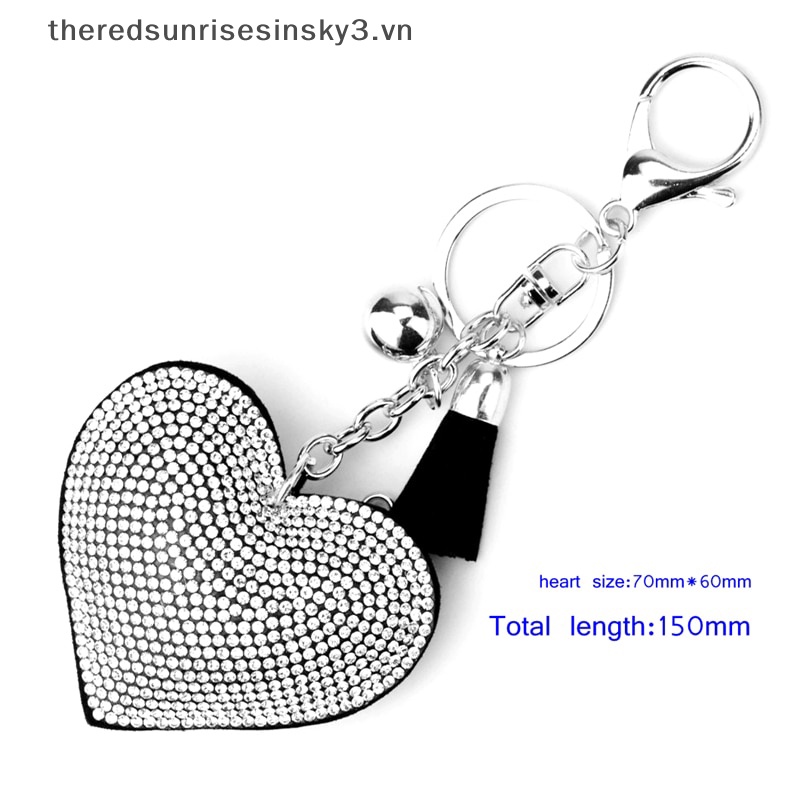 Móc Khóa Tua Rua Hình Chuông Trái Tim Đính Đá Thời Trang