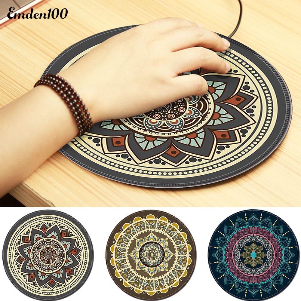 Miếng Lót Chuột Chống Trượt Hình Tròn In Hình 3D Phong Cách Bohemian