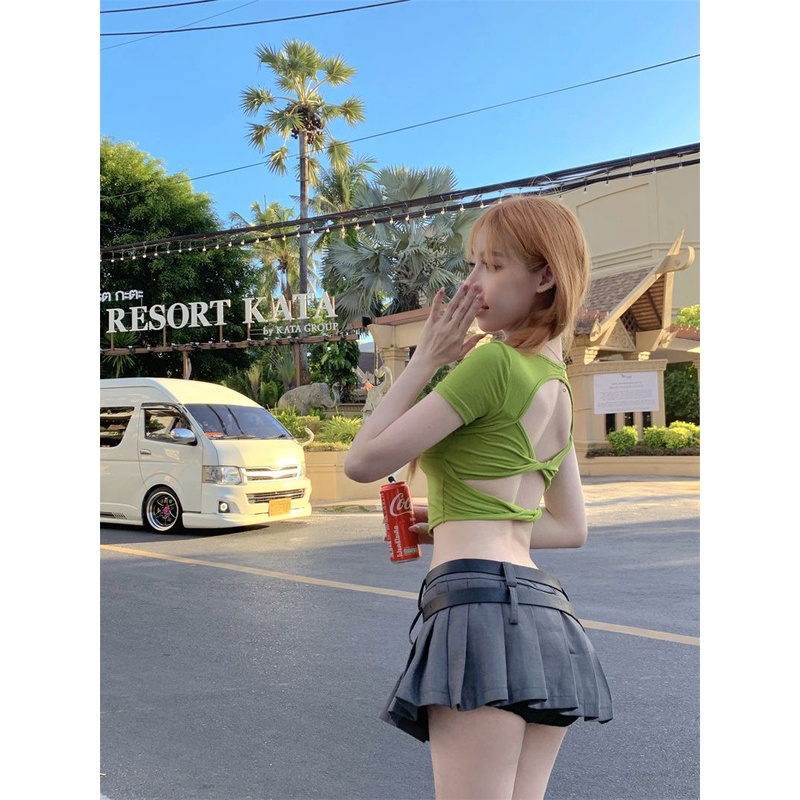 Áo Thun Ngắn Tay Ôm Dáng Thiết Kế Độc Đáo Thời Trang Cho Nữ