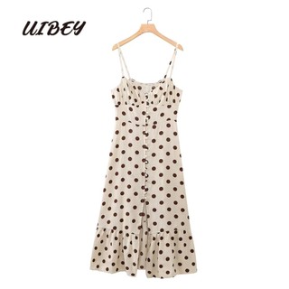 Uibey Đầm Chấm Bi Cài Nút Thời Trang Xinh Xắn 2336