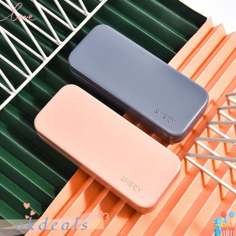 OKDEALS Hộp Đựng Mắt Kính Bằng Kim Loại Màu Trơn Dễ Phối Đồ Cho Học Sinh