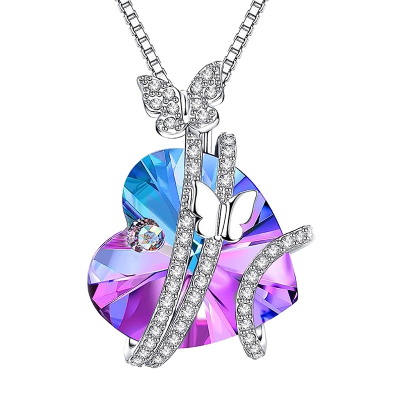 Vòng cổ Mặt Hình Trái Tim / Bướm Đính Pha Lê Phong Cách Vintage