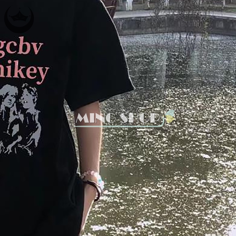 Áo Thun Tay Ngắn Cổ Tròn Dáng Rộng In Họa Tiết Retro Mỹ Thời Trang Mùa Hè Cho Nữ