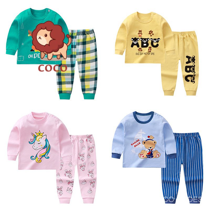 Bộ Đồ Ngủ Bằng Cotton Nguyên Chất Phong Cách Mới Mùa Thu Dành Cho Bé Trai Và Bé Gái