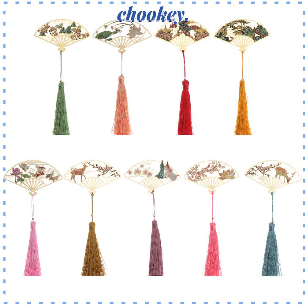 CHOOKEY Thẻ Đánh Dấu Trang Sách Bằng Đồng Thau Phối Tua Rua Phong Cách Trung Hoa