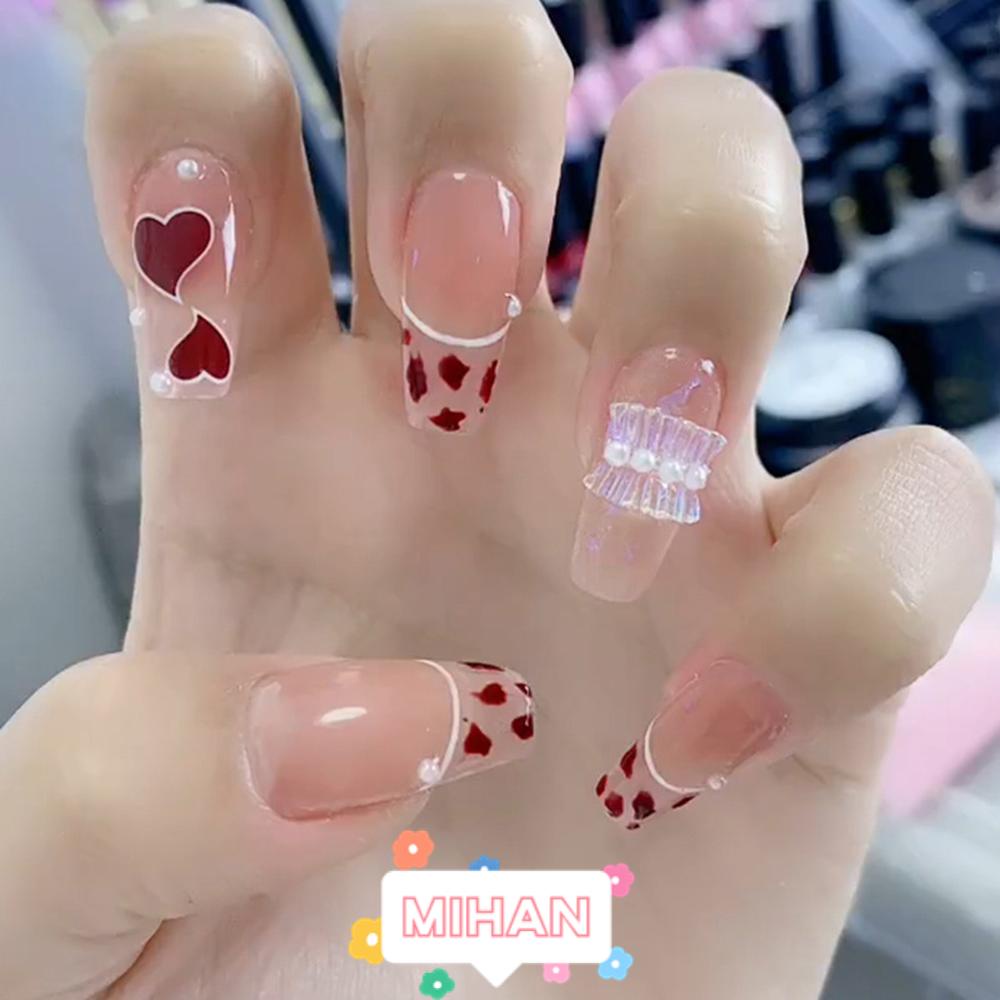 MIHAN1 Hộp 24 Móng Tay Giả Che Phủ Toàn Diện Cho Nữ