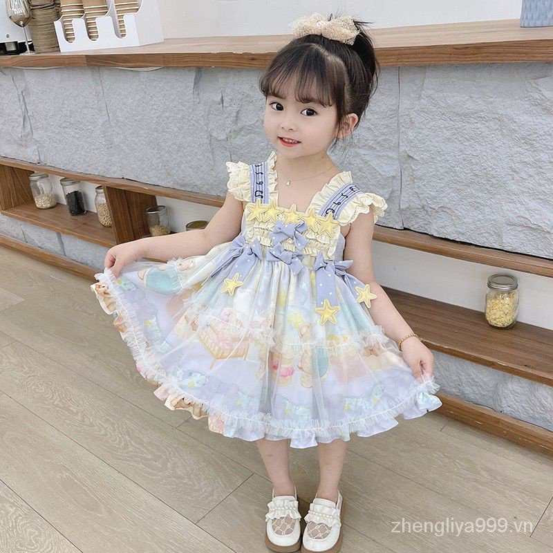 Đầm Công Chúa Lolita Hai Dây Mùa Hè 2023 Phong Cách Mới Cho Bé Gái