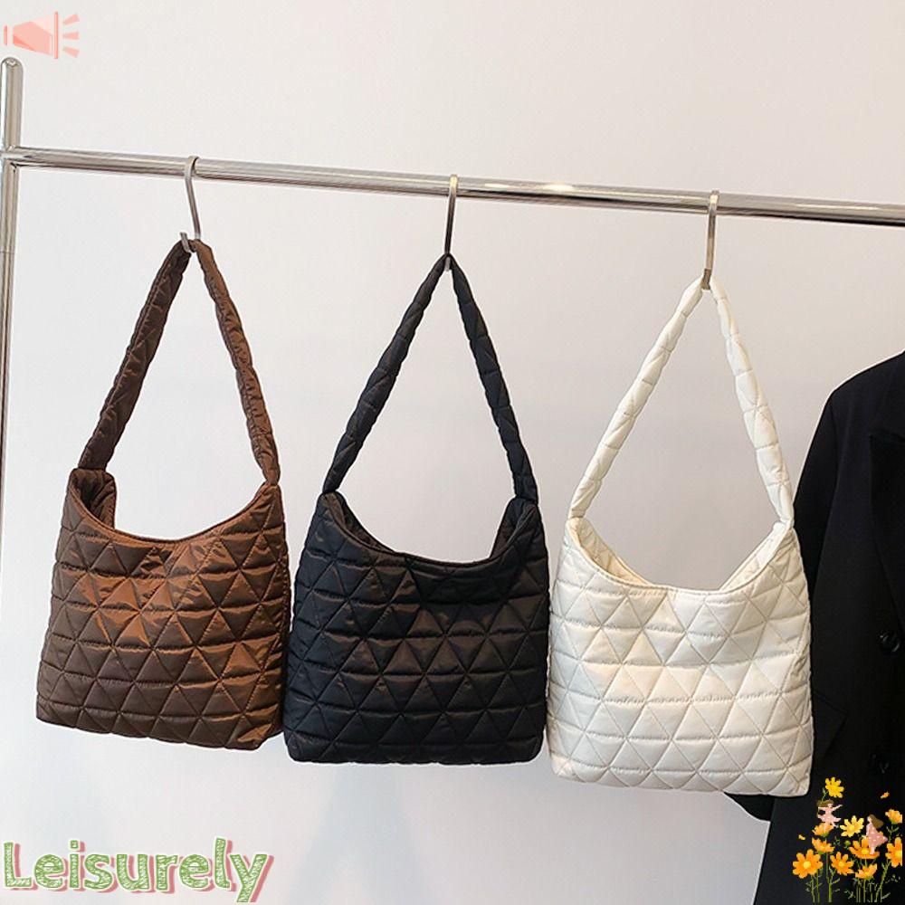 LEILY Túi Xách Đeo Vai Hình Vuông Màu Trơn Sức Chứa Lớn Bằng Cotton Thời Trang Mùa Đông
