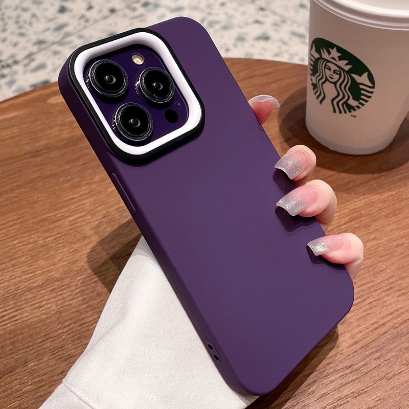 Ốp Điện Thoại Silicon Mềm Nhám Màu Trơn Chống Sốc Không Vân Tay Cho iPhone 14 Plus 13 12 11 Pro Max