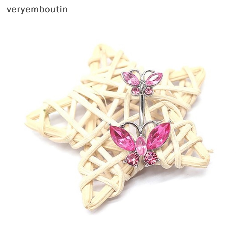 Khuyên Rốn Hình Bướm Mặt Kính Lấp Lánh