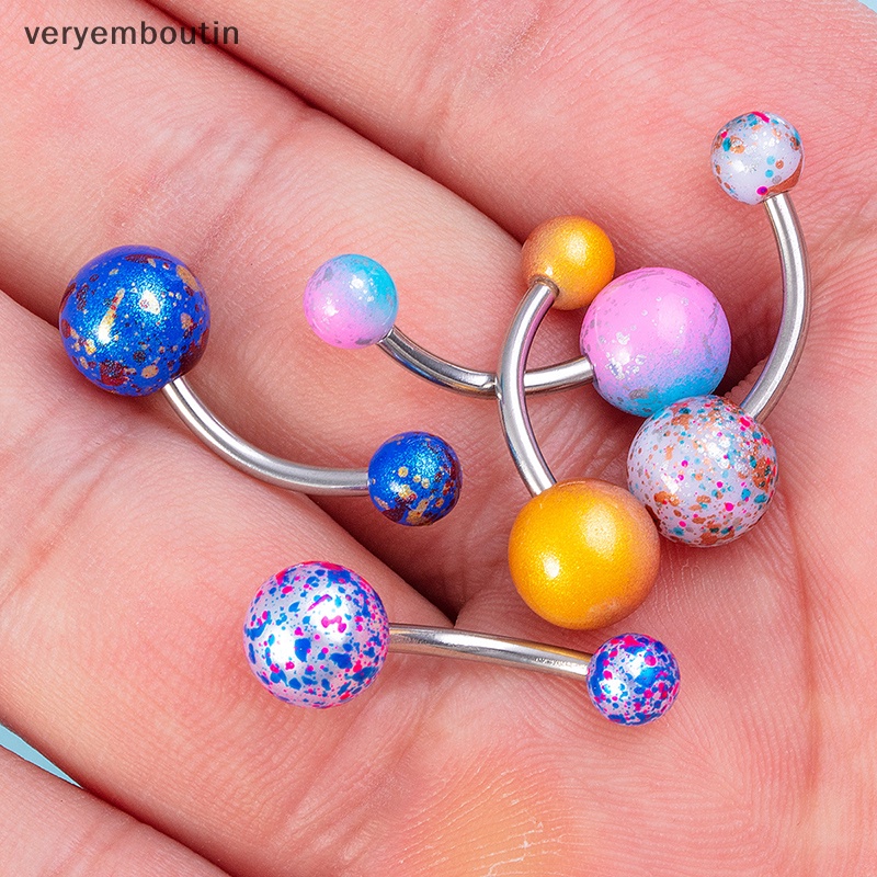 Set 5 Khuyên Rốn Bằng Thép Không Gỉ Acrylic Quyến Rũ Sáng Tạo