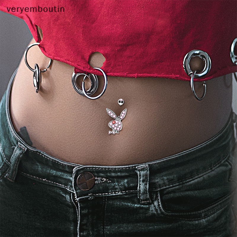 Khuyên Rốn Hình Thỏ Hoạt Hình Bằng Thép Không Gỉ Thời Trang Cho Nữ