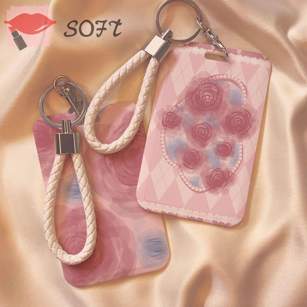 SOFTNESS Ví Đựng Thẻ ID Bằng Nhựa Họa Tiết Hoạt Hình Dễ Thương Cho Bé
