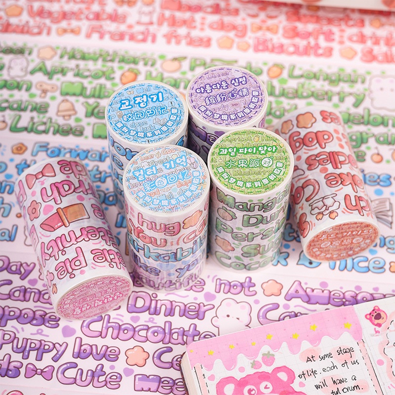 1 Cuộn Băng Dính Washi In Chữ Tiếng Anh Trang Trí Sổ Tay DIY