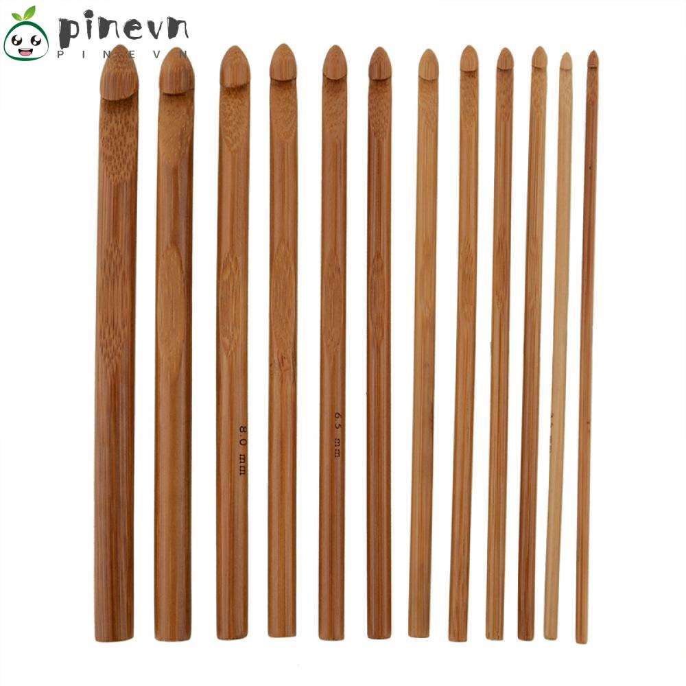 PINEVN Bộ 12 Cây Móc Len Bằng Tre