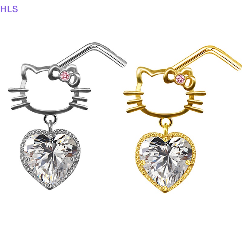 Khuyên Mũi Bằng Thép Không Gỉ Hình Mèo / Bướm / Trái Tim Thời Trang Cho Nữ