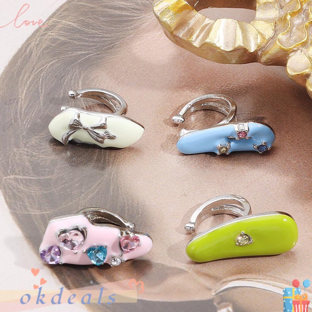 OKDEALS Khuyên Kẹp Vành Tai Dopamine Hình Nơ Trái Tim Đơn Giản Có Thể Điều Chỉnh Cho Nữ