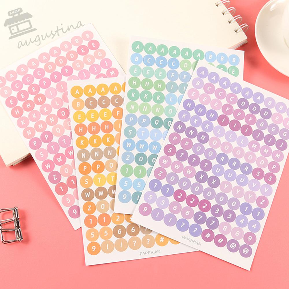 AUGUSTINA Sticker Dán Trang Trí Hình Chữ Cái Và Số Nhiều Màu Sắc