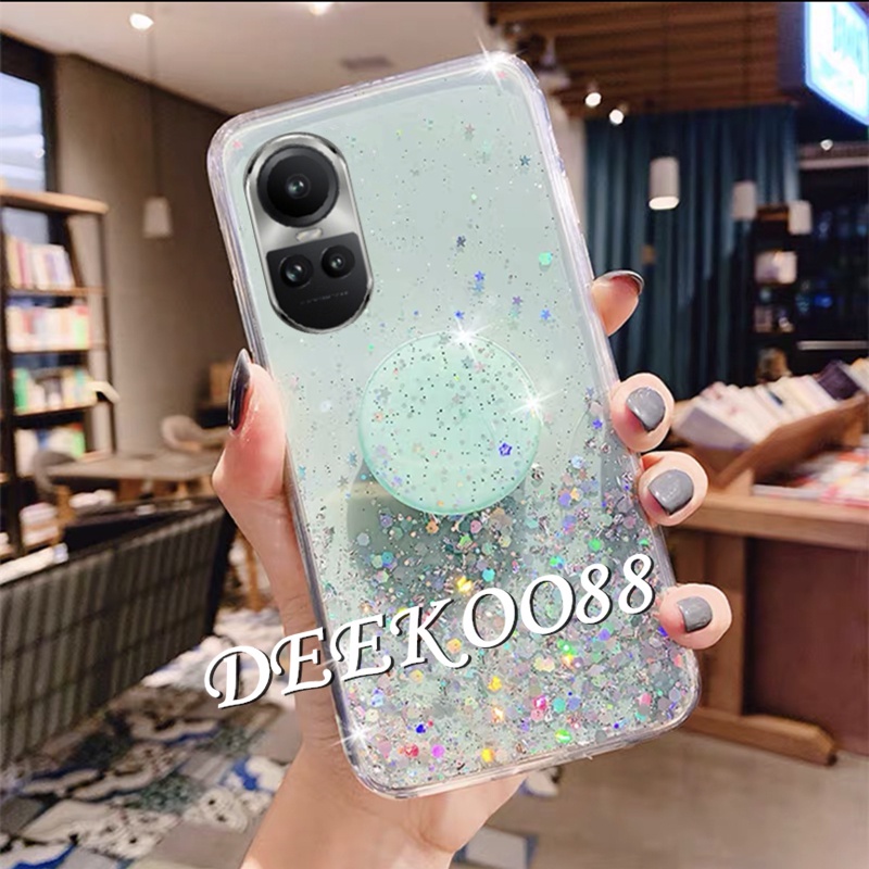 Ốp Điện Thoại TPU Mềm Hình Ngôi Sao Lấp Lánh Gắn Giá Đỡ Cho OPPO Reno10 Pro Plus Pro + 5G 2023 Reno 10 10Pro Reno10Pro +