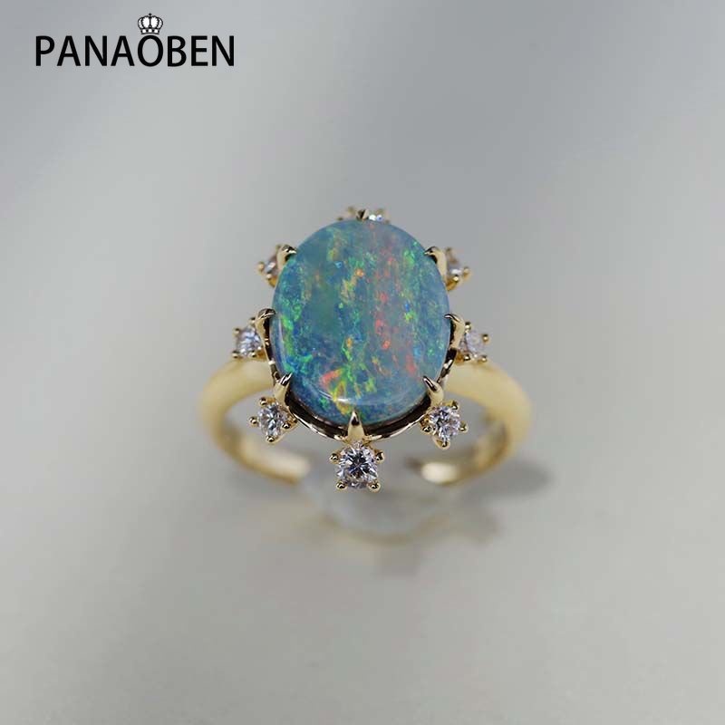 ♥ Nhẫn Đính Hôn Bạc Chính Hãng Đính Đá Opal Nhiều Màu Sắc Thời Trang Cho Nữ